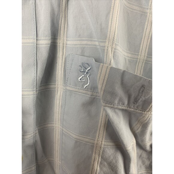 Browning Mens Large Button Up Short Sleeve Plaid Embroider Logo Pocket Outdoors - Picture 4 of 9